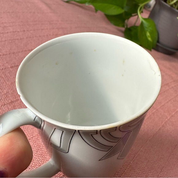 Fitz and Floyd The Ritz Art Deco Grey and Black on White Coffee Mug - Chipped - Picture 7 of 8